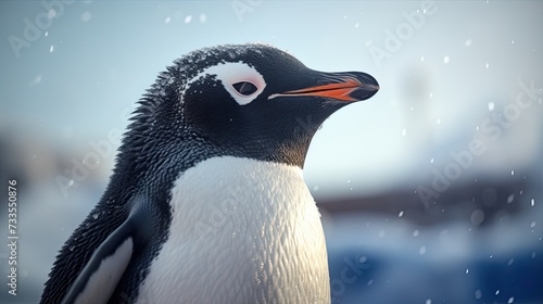 Antarctic penguin close-up  Hyper Real