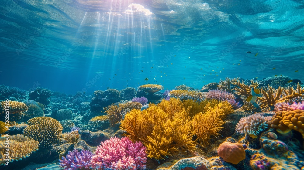 Fototapeta premium Preservation of undersea life showcased in the complexity of coral habitats.