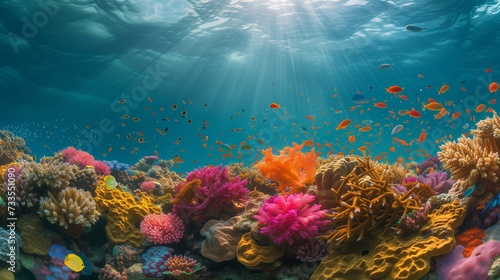 Wallpaper Mural Warm water reef with soft and hard corals in a natural underwater display. Torontodigital.ca