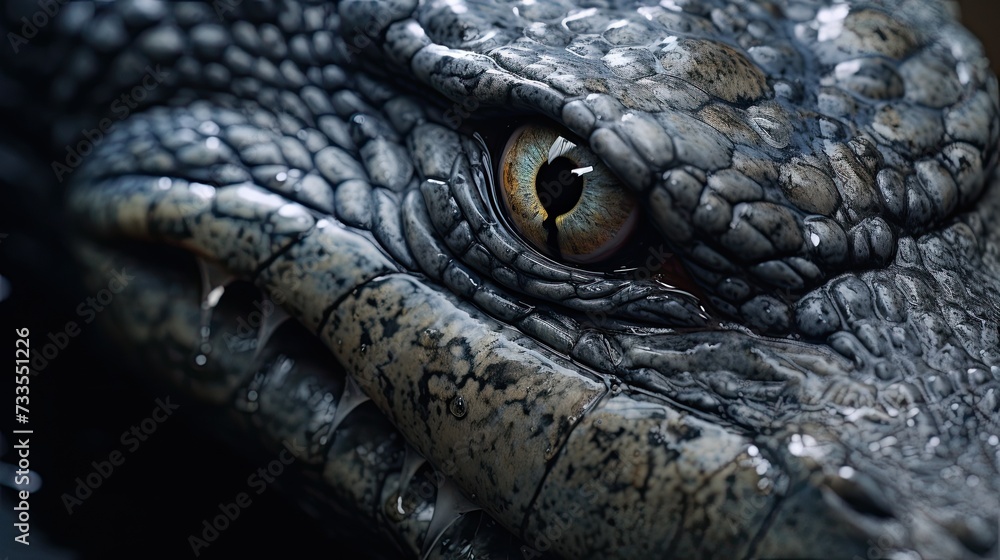 Naklejka premium Crocodile close-up, Hyper Real