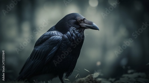 Ominous yet majestic, the raven stands as an emblem of the forest's depth.