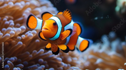 The tropical ecosystem's delicate balance, personified by a clownfish and anemone.