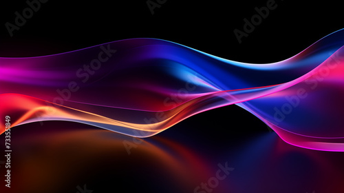 abstract background multicolor glowing light waves on reflective black background  cyber tech  modern wallpaper  technology business presentation or banner backdrop  futuristic 