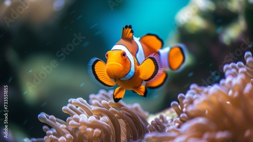 Anemone s tentacles provide a safe space for a wandering clownfish.