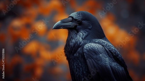 Graceful and enigmatic  the raven stands as a solitary figure of the bird species.