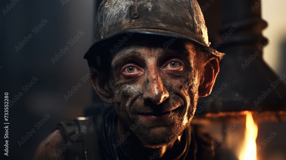 Welder chimney sweep close-up, Hyper Real Welder chimney sweep close-up, Hyper Real