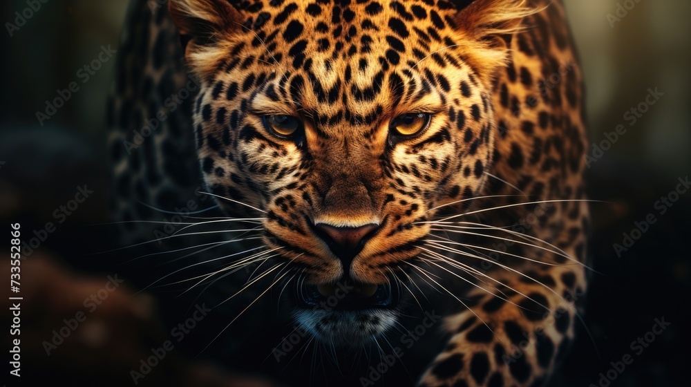 Naklejka premium Leopard close-up, Hyper Real