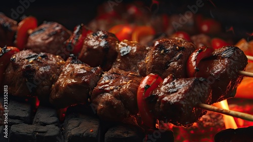 Kebab skewers close-up, Hyper Real