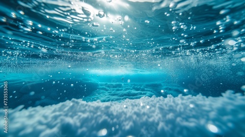 The stark contrast of a fiery sunset and the cool blue of an underwater ice kingdom captures the heart of winter's essence.