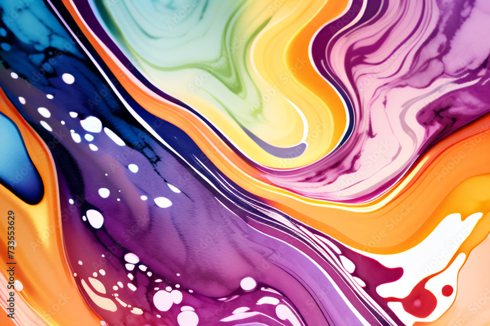 Closeup of abstract watercolor paint background texture with liquid fluid marbled paper texture banner texture. Generative AI (생성형 AI) Closeup of abstract watercolor paint background texture with liquid fluid marbled paper texture banner texture. Generative AI (생성형 AI)