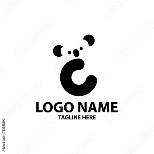 letter C koala logo design vector
