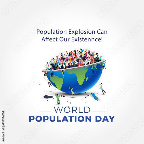 World Population Day Concept. 11July Population explosion  Overcrowded  overloaded  explosion of world population and starvation.