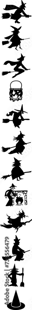 Halloweens silhouette character set collection celebration template decoration Halloweens silhouette character set collection celebration template decoration