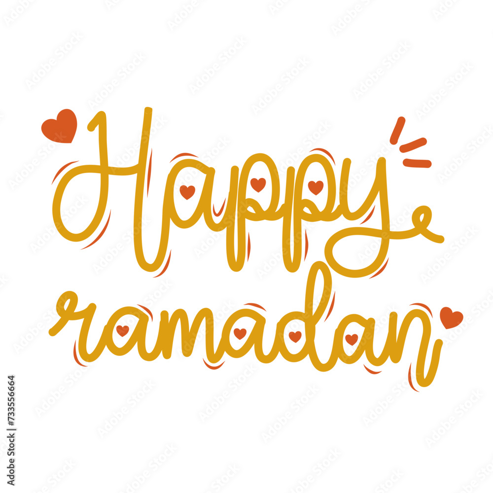 Happy ramadan playful lettering