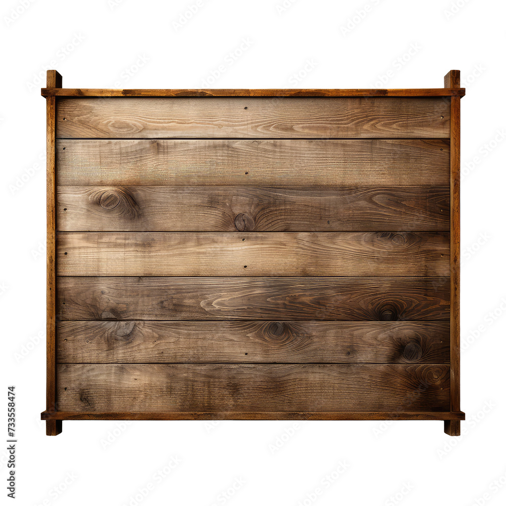 Wooden signboard isolated on transparent background