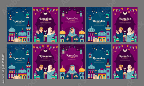 marhaban ya ramadan social media post vector flat design template photo