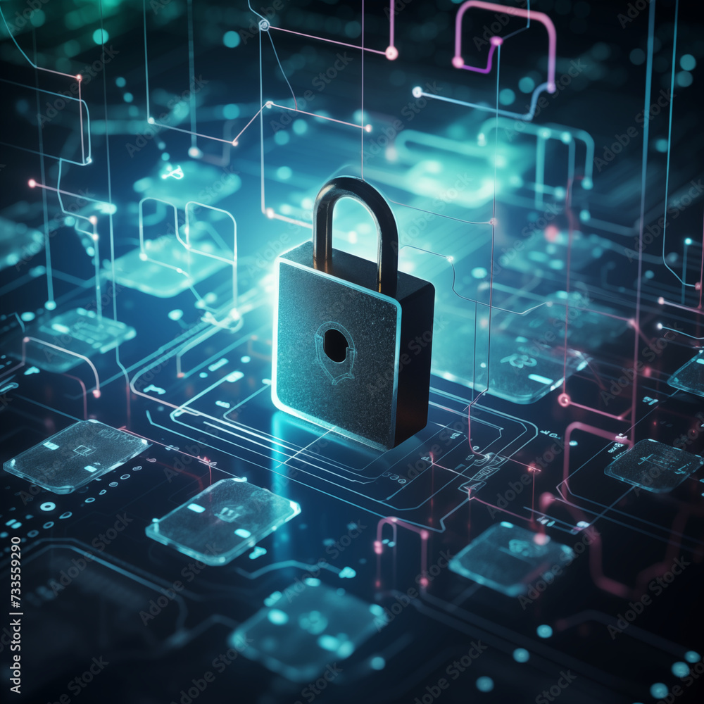 Locked Data Files concept, Digital interface, secure and encrypted data, ethical responsibility of safeguarding personal information. Locked Data Files concept, Digital interface, secure and encrypted data, ethical responsibility of safeguarding personal information.