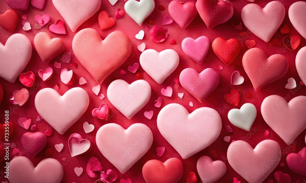 Background of dark pink and light pink hearts, Valentine's Day