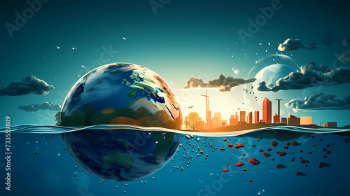 World water day concept, idea of saving water and protecting world environment © ma