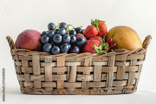 Wooden woven basket with fruits and berries © Veniamin Kraskov