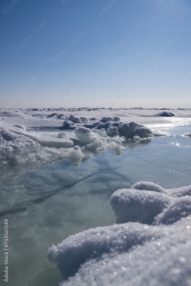 Ice hummocks on the ice in winter Ice hummocks on the ice in winter