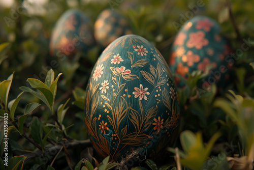 Easter Egg with Floral Patterns in Soft Light