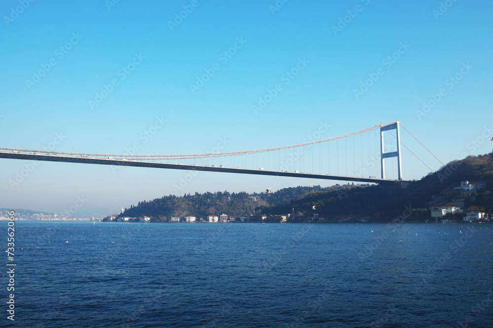 Panoramic photo of Istanbul Bosphorus and Bosphorus Bridge Panoramic photo of Istanbul Bosphorus and Bosphorus Bridge