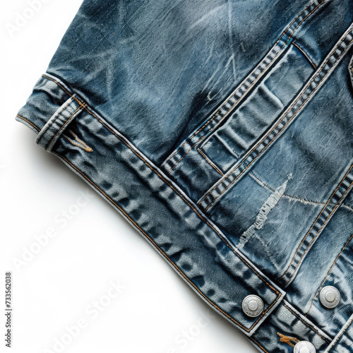 Time-honored denim jacket against a stark white canvas