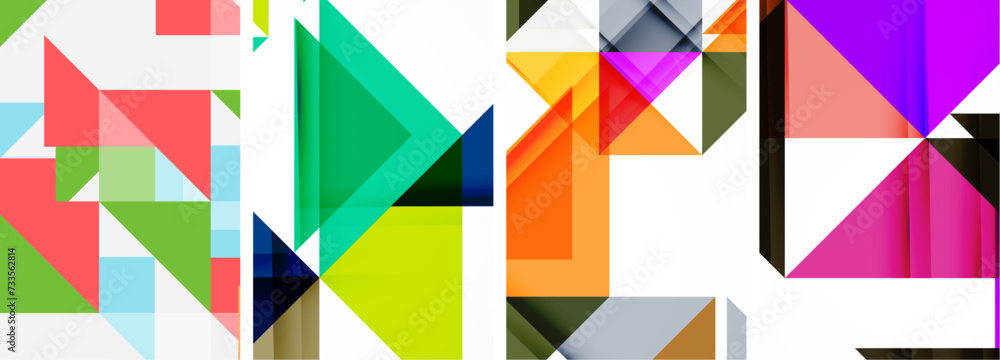 Set of abstract random triangle composition backgrounds. Vector illustration for for wallpaper, business card, cover, poster, banner, brochure, header, website Set of abstract random triangle composition backgrounds. Vector illustration for for wallpaper, business card, cover, poster, banner, brochure, header, website