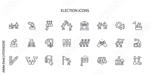 election and voting icon set.vector.Editable stroke.linear style sign for use web design,logo.Symbol illustration. photo
