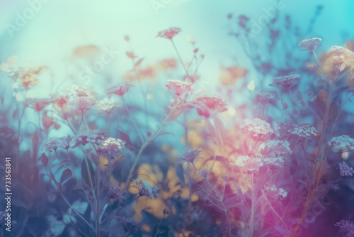 Field colorful blooming flower in pastel color for background Created with Generative AI technology.