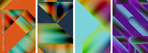Set of abstract geometric posters. Abstract backgrounds for wallpaper, business card, cover, poster, banner, brochure, header, website