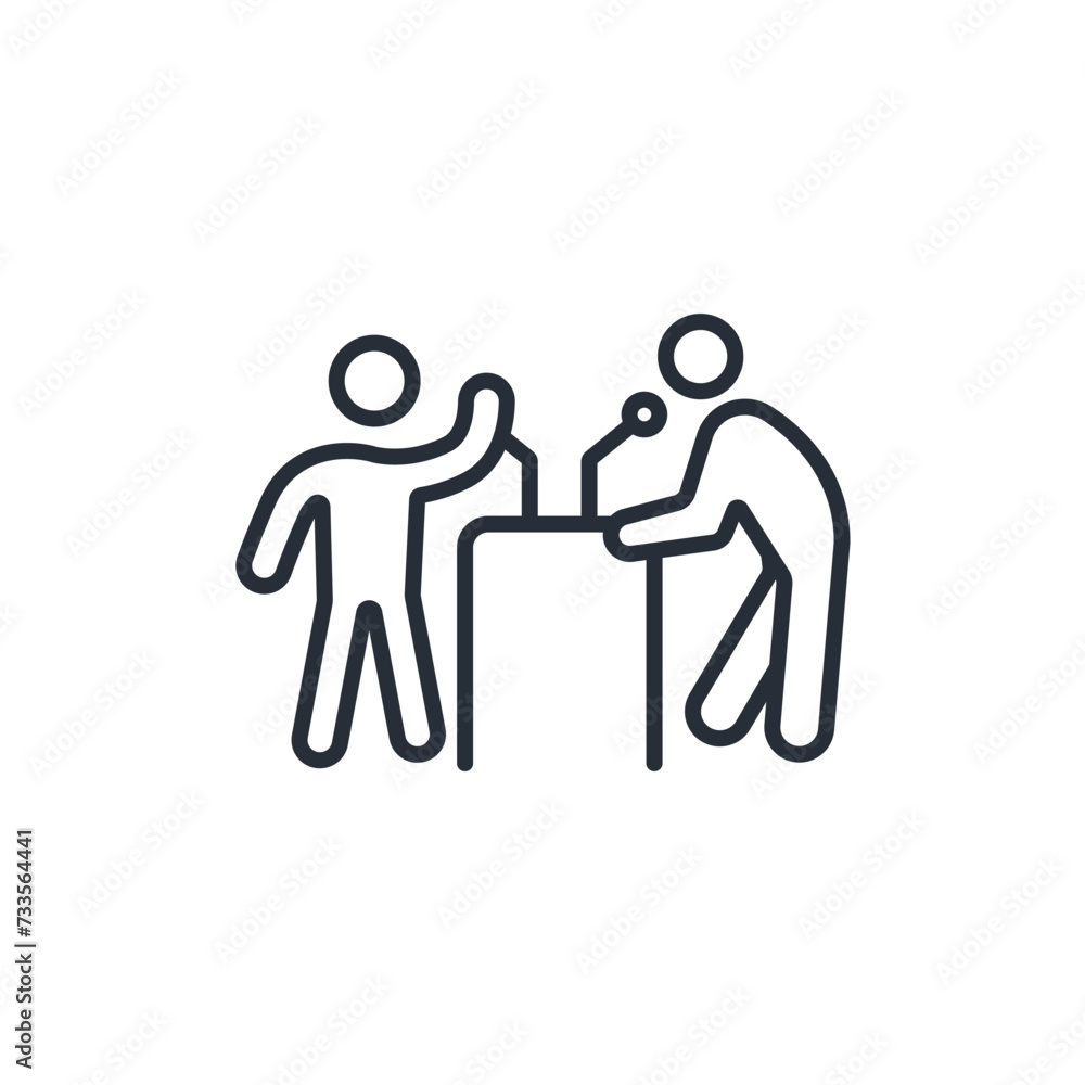 debate icon. vector.Editable stroke.linear style sign for use web design,logo.Symbol illustration. debate icon. vector.Editable stroke.linear style sign for use web design,logo.Symbol illustration.