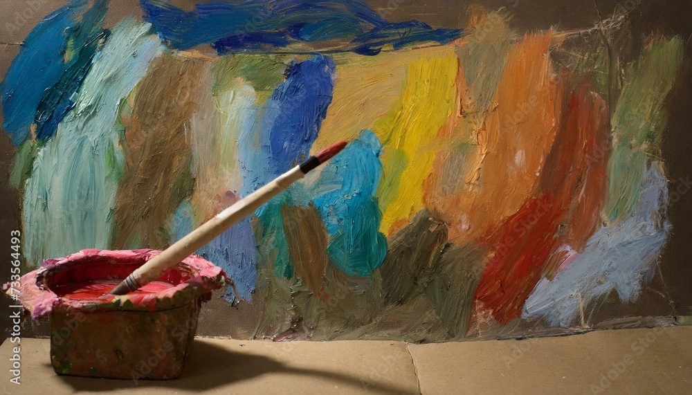 artist painting with brush For an artist palette with brushes you