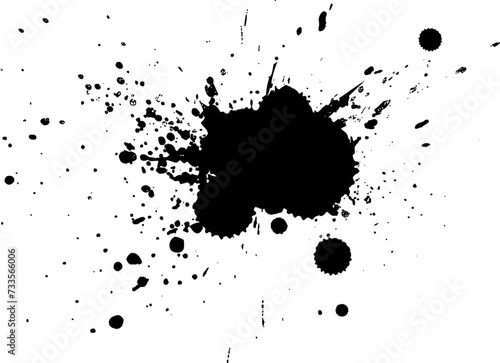 black color ink brush stroke splash splatter on white background