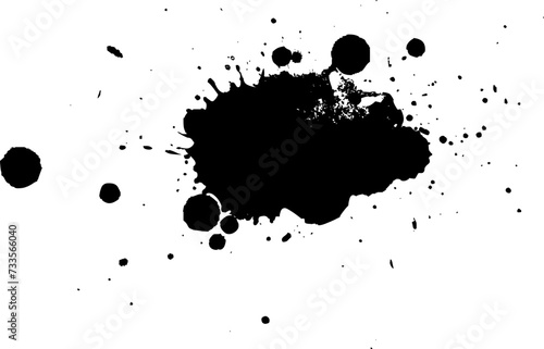black watercolor brush dropped splash splatter on white background