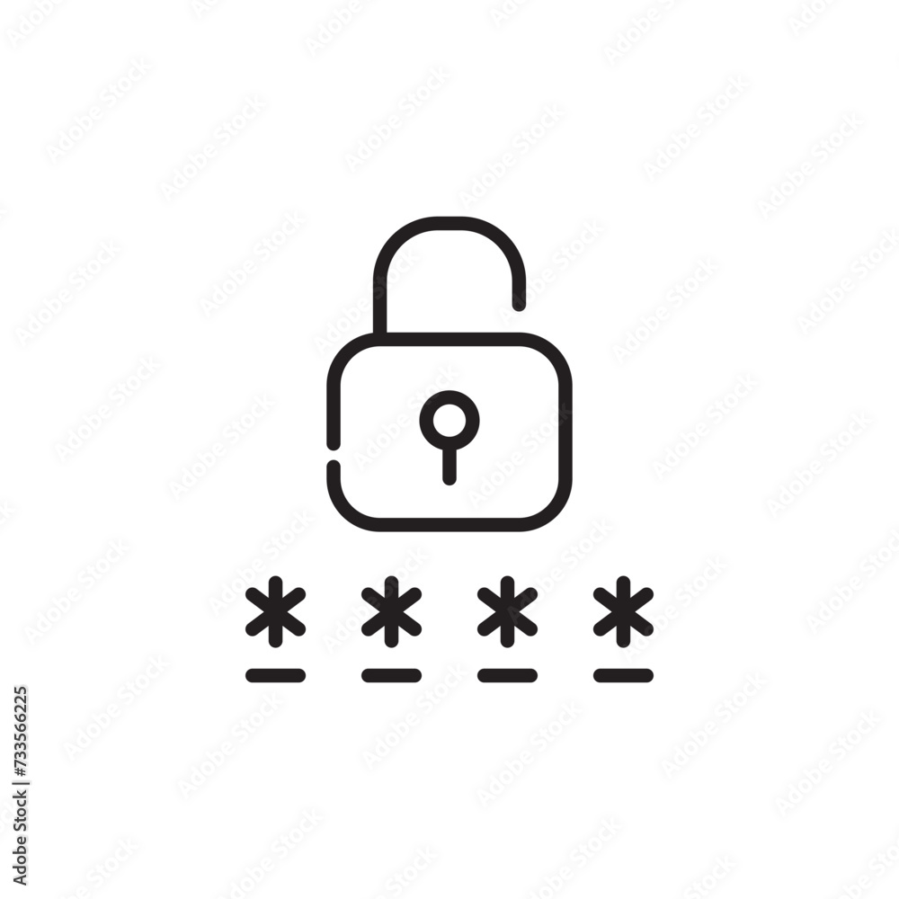 Lock and password covered by asterisks. Logging into account. Pixel perfect icon Lock and password covered by asterisks. Logging into account. Pixel perfect icon