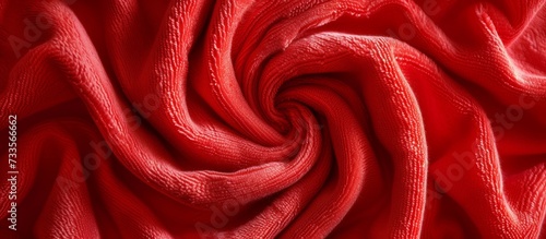 Vibrant Red Towel Swirls as Dynamic Background with a Bold Red, Towel Swirl, as the Visual Focal Point