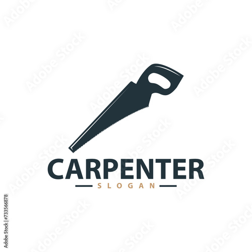 Wood saw logo vector design carpenter tool silhouette woodcutter wood craftsman carpentry company logo
