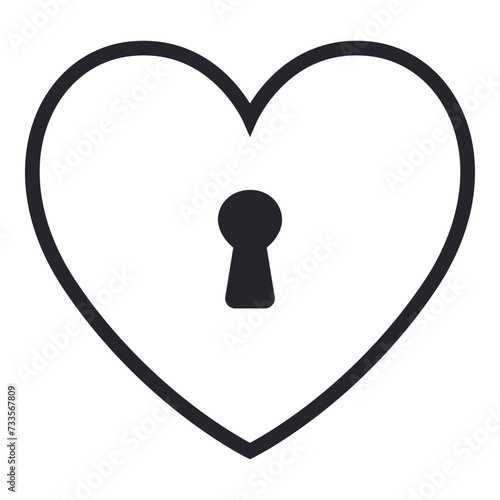 Heart with key hole, love symbol with a keyhole outline