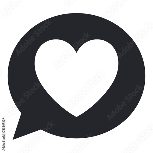 Heart love symbol in a speech bubble, flat lave sign icon