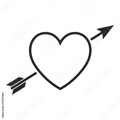 Heart with an arrow outline vector illustration, love symbol