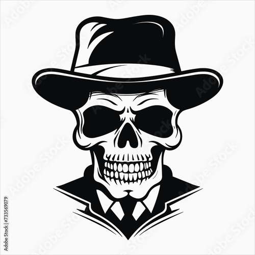 a logo design of a skull with a cigar in his mouth © RABBI
