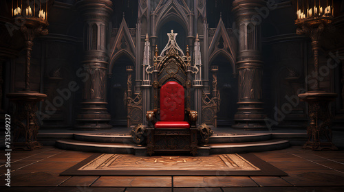 Red empty throne in the castle