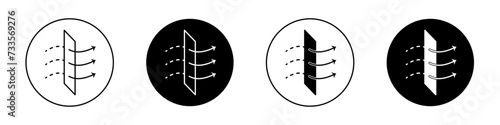 Air Purification Icon Set. Filtration clean airflow vector symbol in a black filled and outlined style. Pure Breeze Sign.