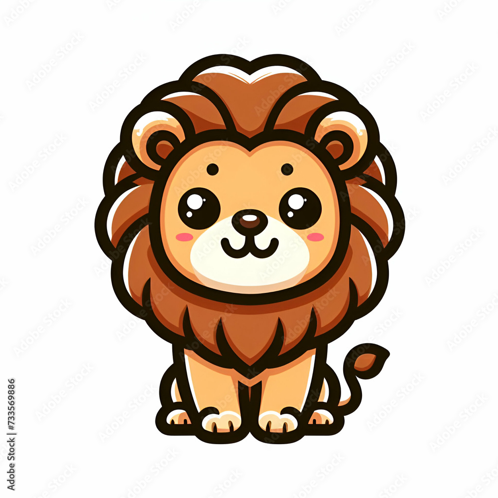 Fototapeta premium flat logo of Vector chibi lion illustration vector