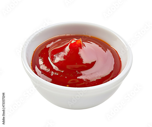 Small bowl with ketchup isolated on transparent background