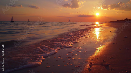 The sun kisses the ocean goodbye, casting a golden blanket over the beach