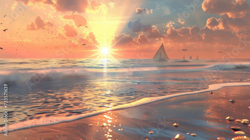 The sun kisses the ocean goodbye, casting a golden blanket over the beach