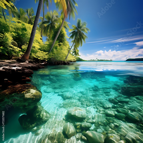 Tropical paradise with crystal-clear turquoise waters
